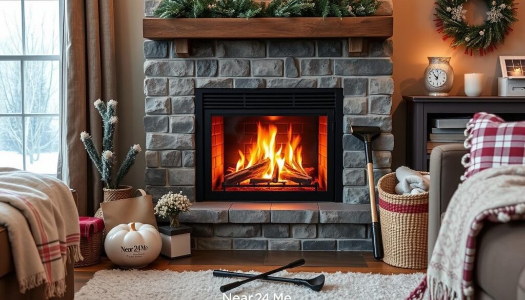 Winter fireplace preparation