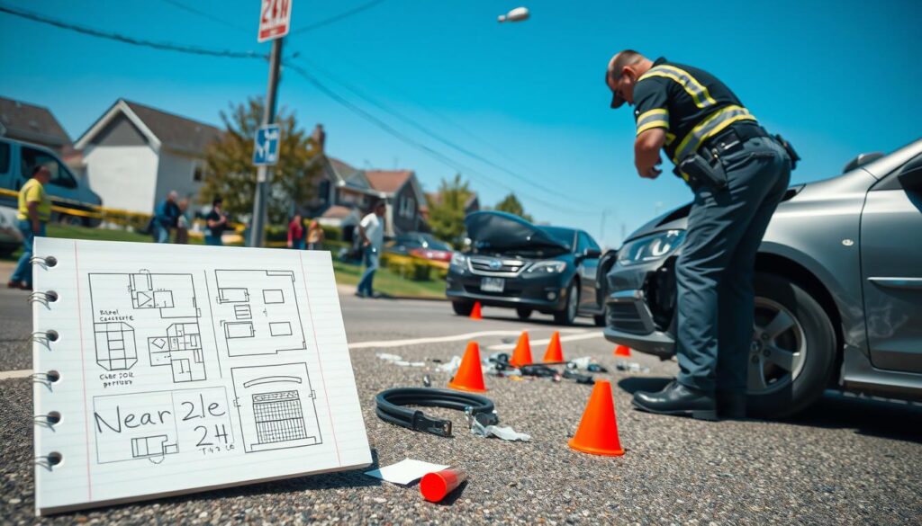 evidence collection at car accident scene